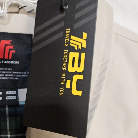 TBY Retro Mens Fashion Rain Jacket Tan Beige Mens Size L NWT - Picture 3 of 9